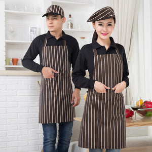 Kitchen Unisex Aprons Adjustable Black Stripe Bib Apron With 2 Pockets Chef Kitchen Cook Tool For Man Woman