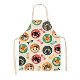 Parent-child Kitchen Apron Funny Cartoon Cat Printed Sleeveless Cotton Linen Aprons for Men Women Home Cleaning Tools