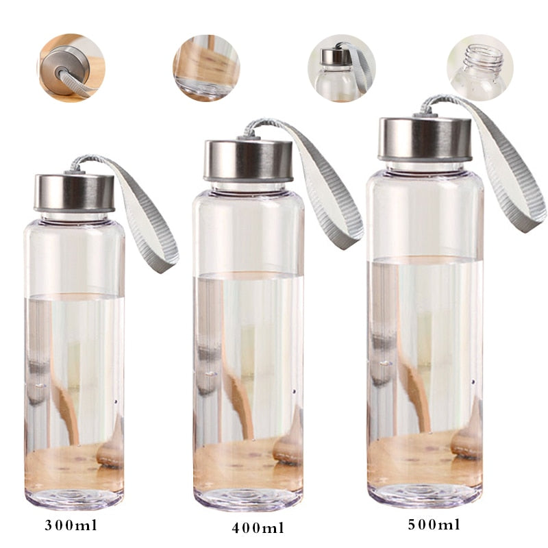 Outdoor Sports Portable Water Bottles Plastic Transparent Round Leakproof Travel Carrying for Water Bottle Studen Drinkware