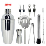 750ml/600ml Stainless Bar Cocktail Shaker Set Barware Set Shaker Set with Wooden Rack