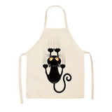 Parent-child Kitchen Apron Funny Cartoon Cat Printed Sleeveless Cotton Linen Aprons for Men Women Home Cleaning Tools