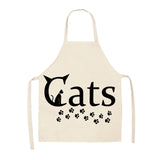 Parent-child Kitchen Apron Funny Cartoon Cat Printed Sleeveless Cotton Linen Aprons for Men Women Home Cleaning Tools