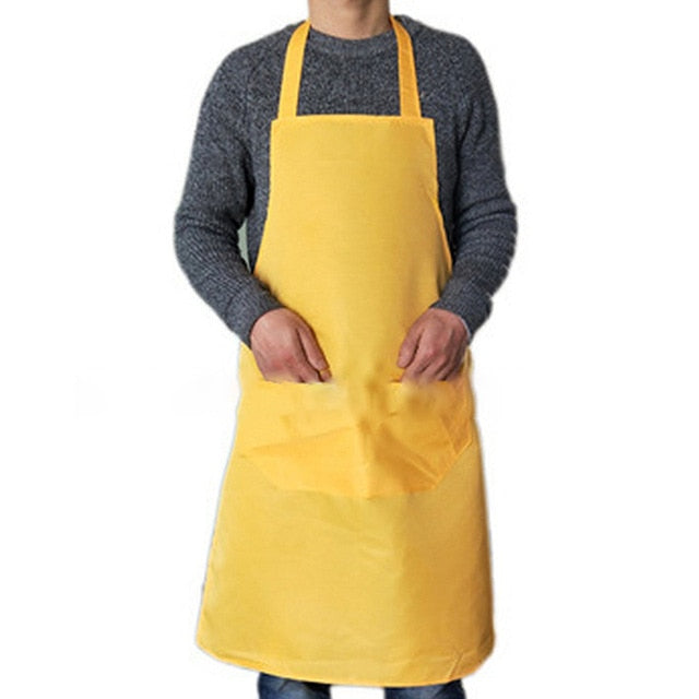 Pure color Cooking Apron For Woman Men Cooking Thicken Household Cleaning Sleeveless Apron Cotton Polyester with Double Pocket