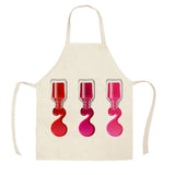 1Pcs Kitchen Apron Color nail polish bottle Printed Sleeveless Cotton Linen Aprons Men Women Home Cleaning Tools 55*68cm WQ04