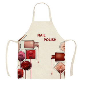 1Pcs Kitchen Apron Color nail polish bottle Printed Sleeveless Cotton Linen Aprons Men Women Home Cleaning Tools 55*68cm WQ04