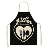 1 Pcs Creative Black and White Pattern Kitchen Aprons for Woman Home Cotton Linen Sleeveless Apron Cooking Baking Waist Bib Tool