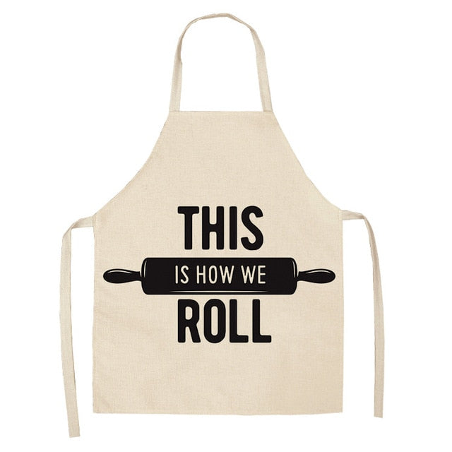 1 Pcs Creative Black and White Pattern Kitchen Aprons for Woman Home Cotton Linen Sleeveless Apron Cooking Baking Waist Bib Tool