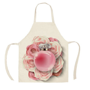 1Pcs Kitchen Apron Nail Polish women flowers Printed Sleeveless Cotton Linen Aprons for Men Women Home Cleaning Tools 55*68cm