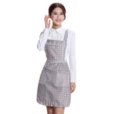 Women Apron with Pockets Waterproof Plaid Print Kitchen Double Layer Anti-oil Aprons Kitchen Cooking Thick Cloth Home Supplies