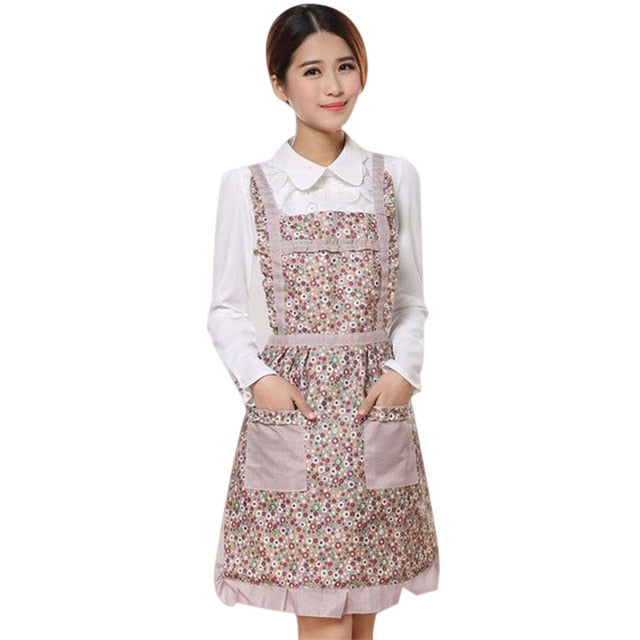 Women Apron with Pockets Waterproof Plaid Print Kitchen Double Layer Anti-oil Aprons Kitchen Cooking Thick Cloth Home Supplies