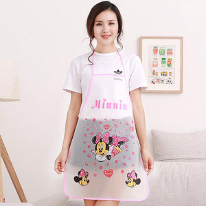 1pc Cute Cartoon Princess Apron Jingle Cat Mickey Half Transparent Waterproof Apron Kitchen Anti-Oil Sleeveless Apron