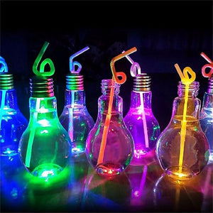 Innovative Light Bulb Fruit Juice Bottles Portable Cute Juicer Milk Water Bottle Bar KTV Colorful Drinkware For Party Gift Decor