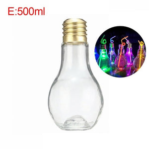 Innovative Light Bulb Fruit Juice Bottles Portable Cute Juicer Milk Water Bottle Bar KTV Colorful Drinkware For Party Gift Decor