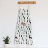 Nordic Style Apron Christmas Tree Deer Printing Brief Adult Apron with Big Pocket Kitchen Baking Cooking Accessories Bib Aprons