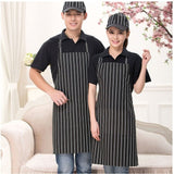 Kitchen Unisex Aprons Adjustable Black Stripe Bib Apron With 2 Pockets Chef Kitchen Cook Tool For Man Woman