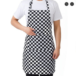 Kitchen Unisex Aprons Adjustable Black Stripe Bib Apron With 2 Pockets Chef Kitchen Cook Tool For Man Woman