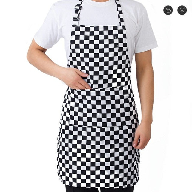 Kitchen Unisex Aprons Adjustable Black Stripe Bib Apron With 2 Pockets Chef Kitchen Cook Tool For Man Woman