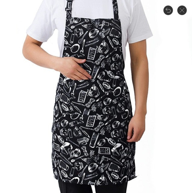 Kitchen Unisex Aprons Adjustable Black Stripe Bib Apron With 2 Pockets Chef Kitchen Cook Tool For Man Woman