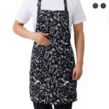 Kitchen Unisex Aprons Adjustable Black Stripe Bib Apron With 2 Pockets Chef Kitchen Cook Tool For Man Woman