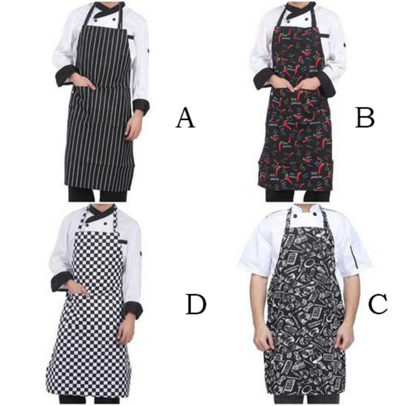 Adjustable Half-length Adult Apron Hotel Restaurant Chef Waiter Apron Kitchen Cook Striped Apron With 2 Pockets