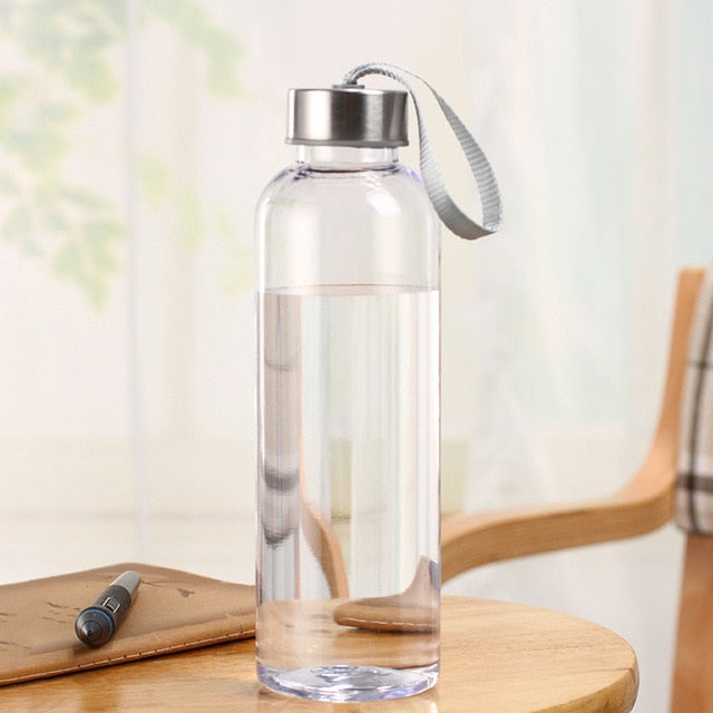 New Outdoor Sports Portable Water Bottles Plastic Transparent Round Leakproof Travel Carrying For Water Bottle Studen Drinkware